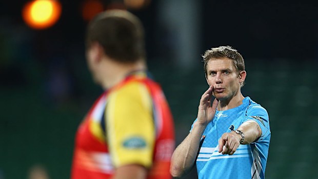 Brumbies coach Stephen Larkham at nib Stadium in Perth.