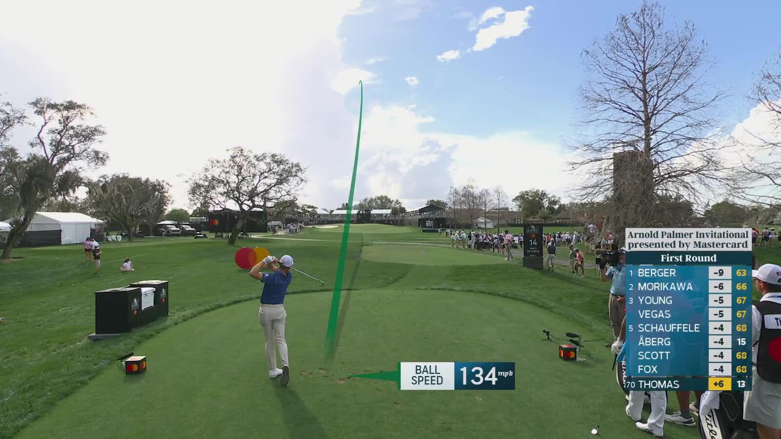 Justin Thomas hits 212-yard drive to 13 feet, sets up birdie on No. 14 at Arnold Palmer