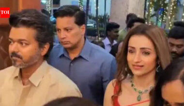 Vijay and Trisha Krishnan seen together at reception; Netizens REACT | Tamil Movie News