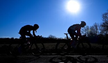 Silhouette of the peloton at the 53rd Etoile de Besseges - Tour Du Gard 2023, Stage 4 (Photo: Luc Claessen/Getty Images)