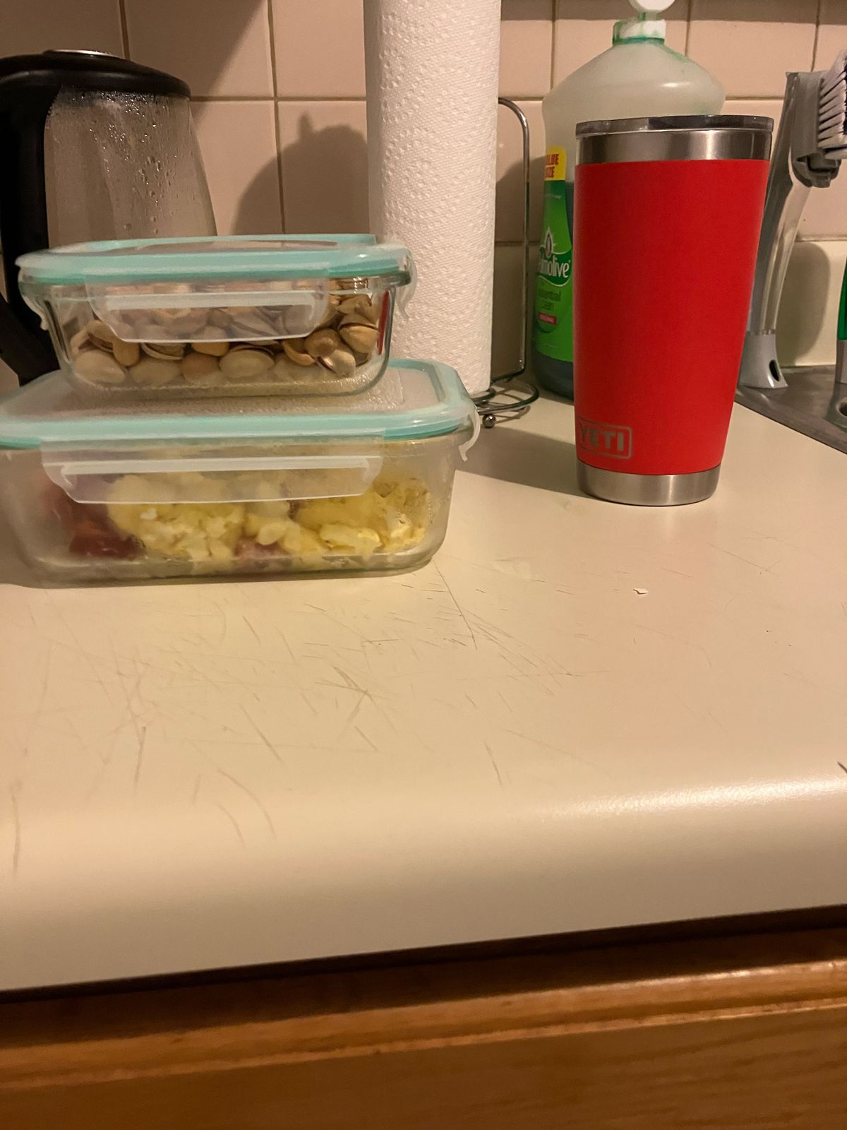 When the clock does strikes noon, the Trump official scarfs down four eggs and a few strips of bacon before snacking on nut-based items. 