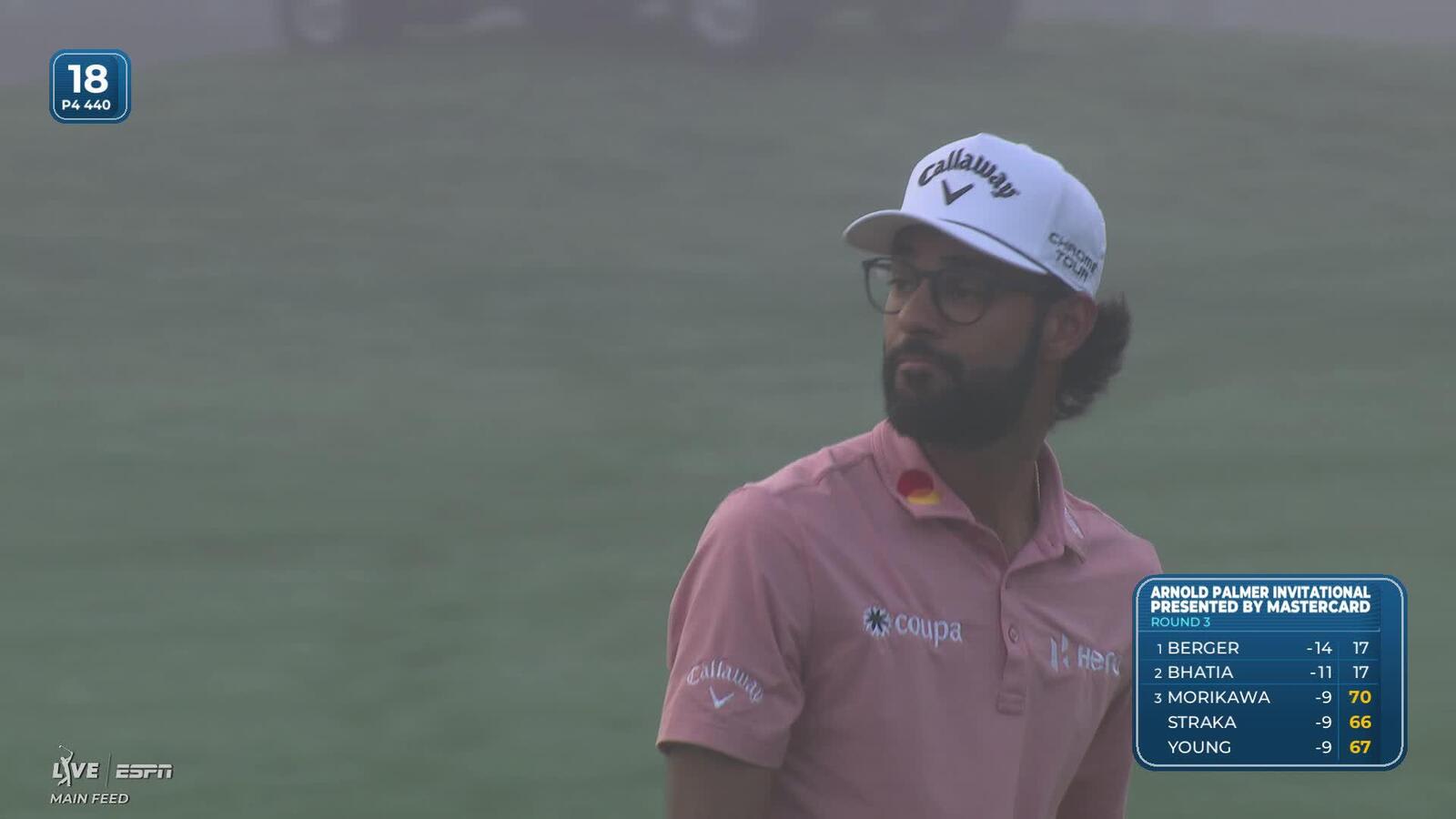 Akshay Bhatia hits 134-yard approach to 15 feet, sets up birdie on No. 18 at Arnold Palmer