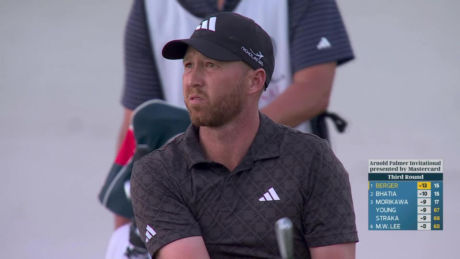 Daniel Berger birdies No. 16 after play resumes at Arnold Palmer