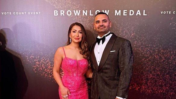Micky Ahuja with his wife, Sasha, at the AFL Brownlow Medal night.