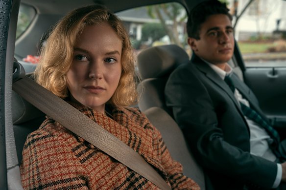 Young Kay (Rosy McEwen) and young Marino (Jake Cannavale) in Scarpetta.