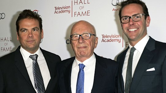 Happier times: Lachlan, Rupert and James Murdoch are central to this Netflix documentary.