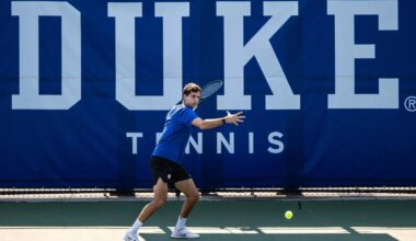 Duke men's tennis hosted Stanford for its outdoor ACC opener inside Ambler Tennis Stadium.