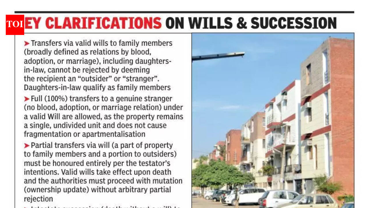 Property transfers through wills under SC restrictions, clarifies UT | Chandigarh News