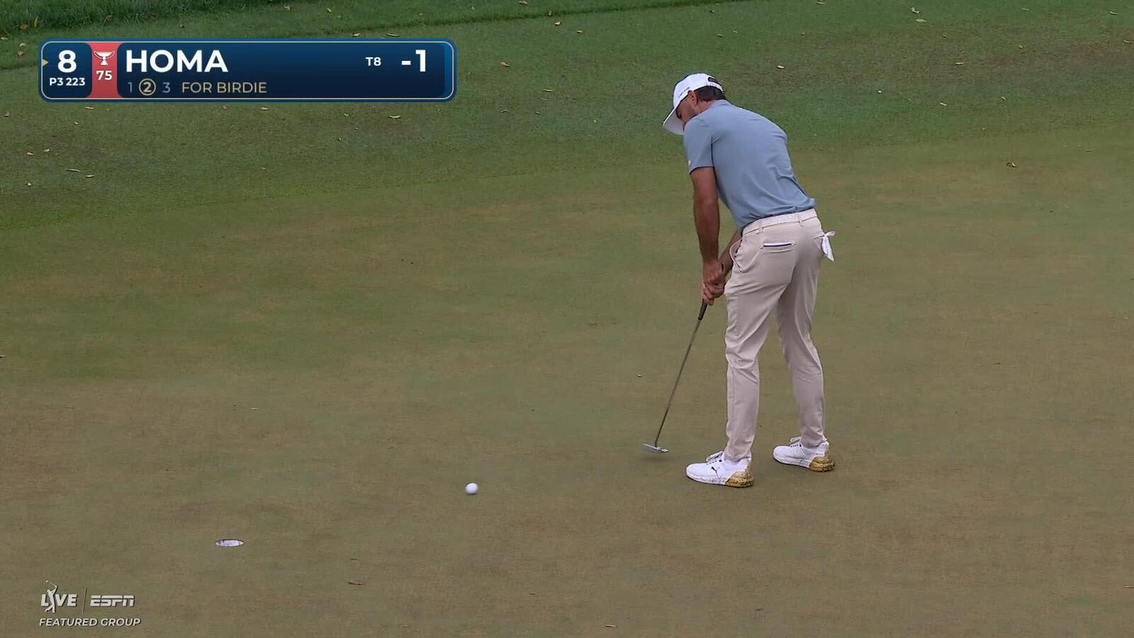 Max Homa sinks 7-foot birdie putt on No. 8 at THE PLAYERS