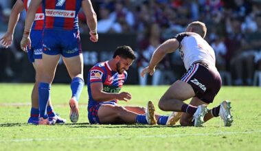 Newcastle Knights Kalyn Ponga and Dylan Brown injured against Manly Sea Eagles
