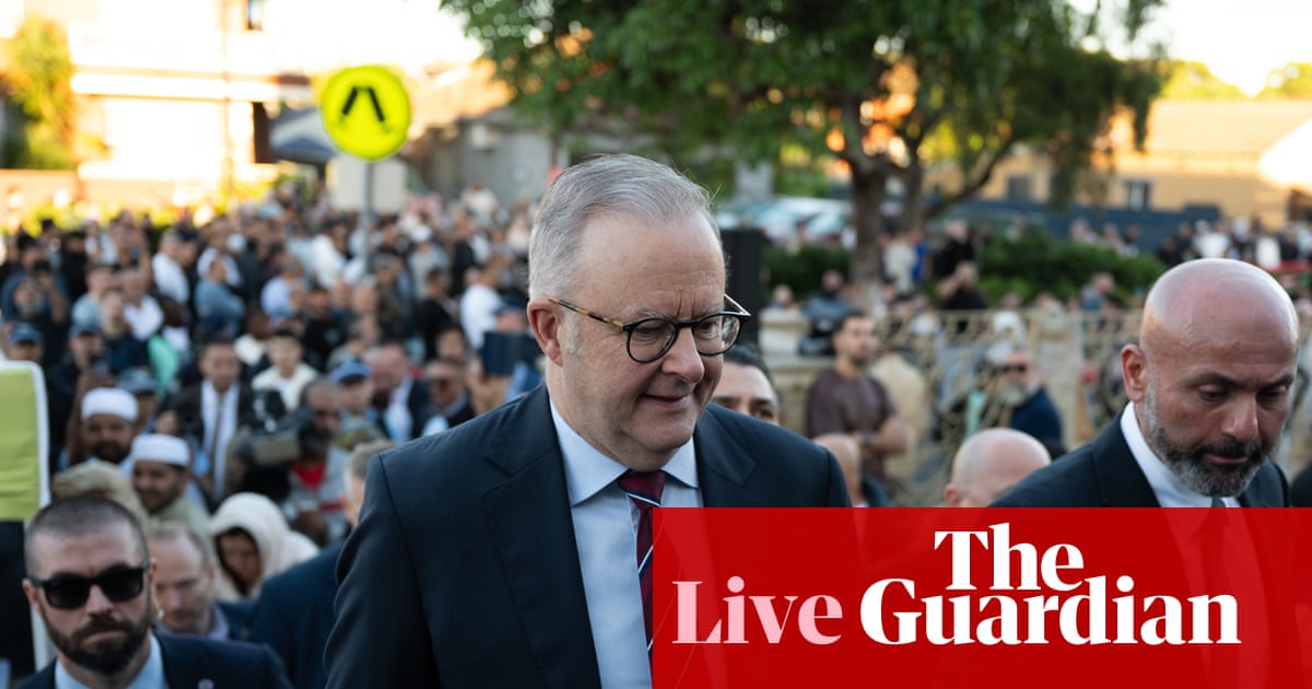 Australia news live: PM links heckling at Lakemba mosque to government’s move to outlaw ‘extremist organisations’ | Australia news