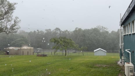 Winds and heavy rain hit Coen in far north Queensland as Cyclone Narelle makes landfall – video