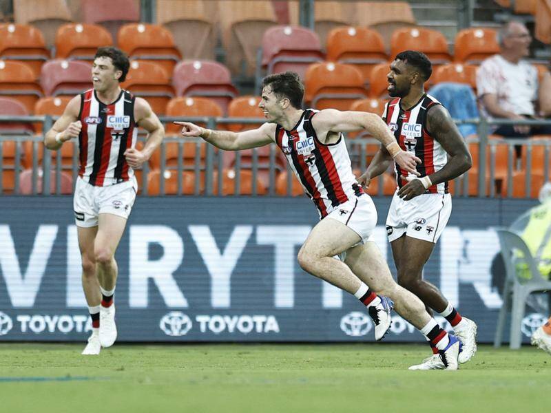 Jack Higgins and the Saints set up a big lead to help hold out the Giants in Sydney. Photo: Mark Evans/AAP PHOTOS