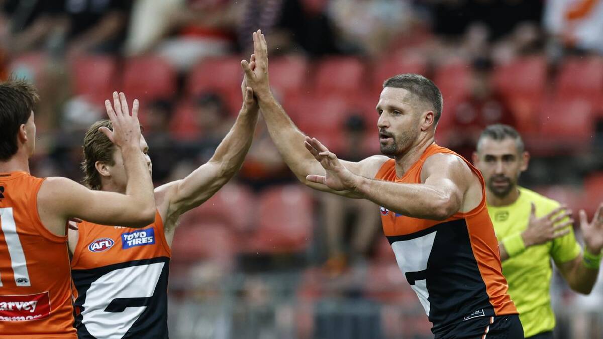 Jesse Hogan was a usual key focal point for the Giants up front. (Mark Evans/AAP PHOTOS)