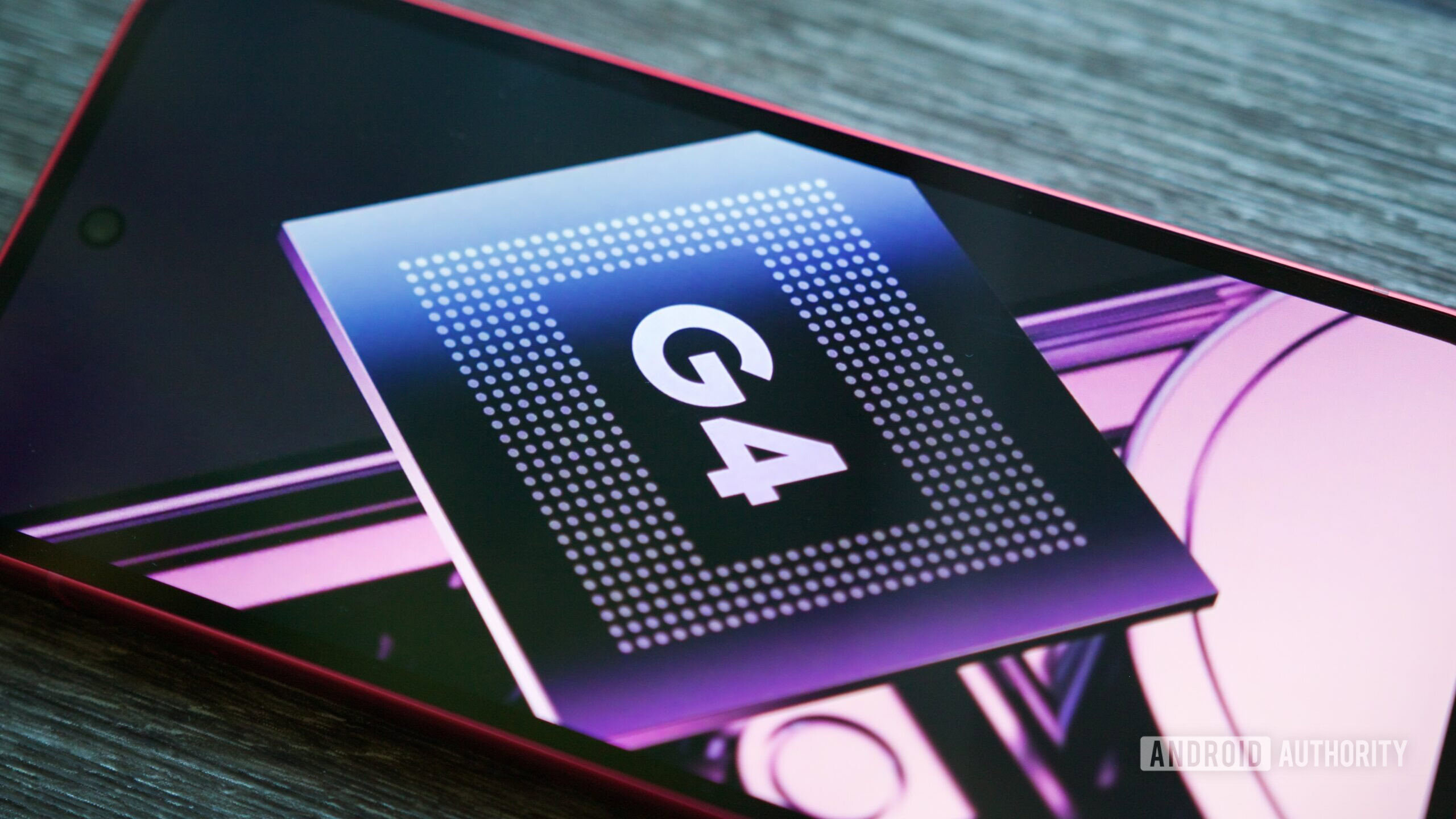 Tensor G4 logo on a Pixel 10a.