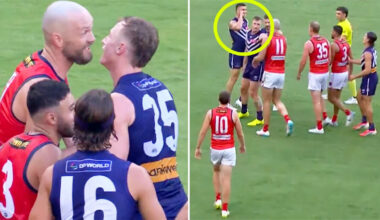 AFL news: League tipped to take action after Fremantle player captured in ugly act towards Demons rival