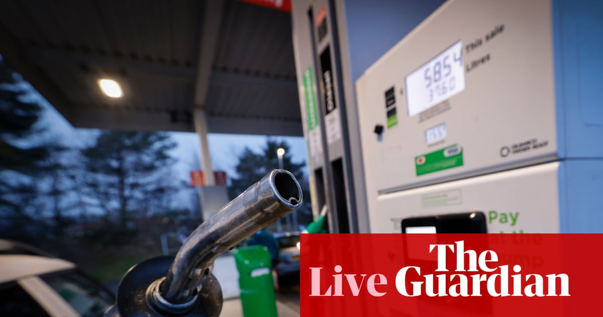 Average UK petrol price hits 150p for first time since 2024; Trump’s latest Iran extension fails to calm oil market – business live | Business