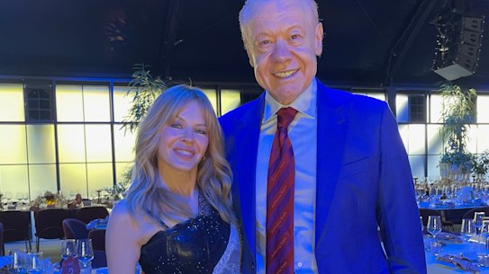 Kylie Minogue with Visy boss Anthony Pratt. Kylie Minogue was the guest performer at the annual Visy night at the Pratt family home in Kew.
