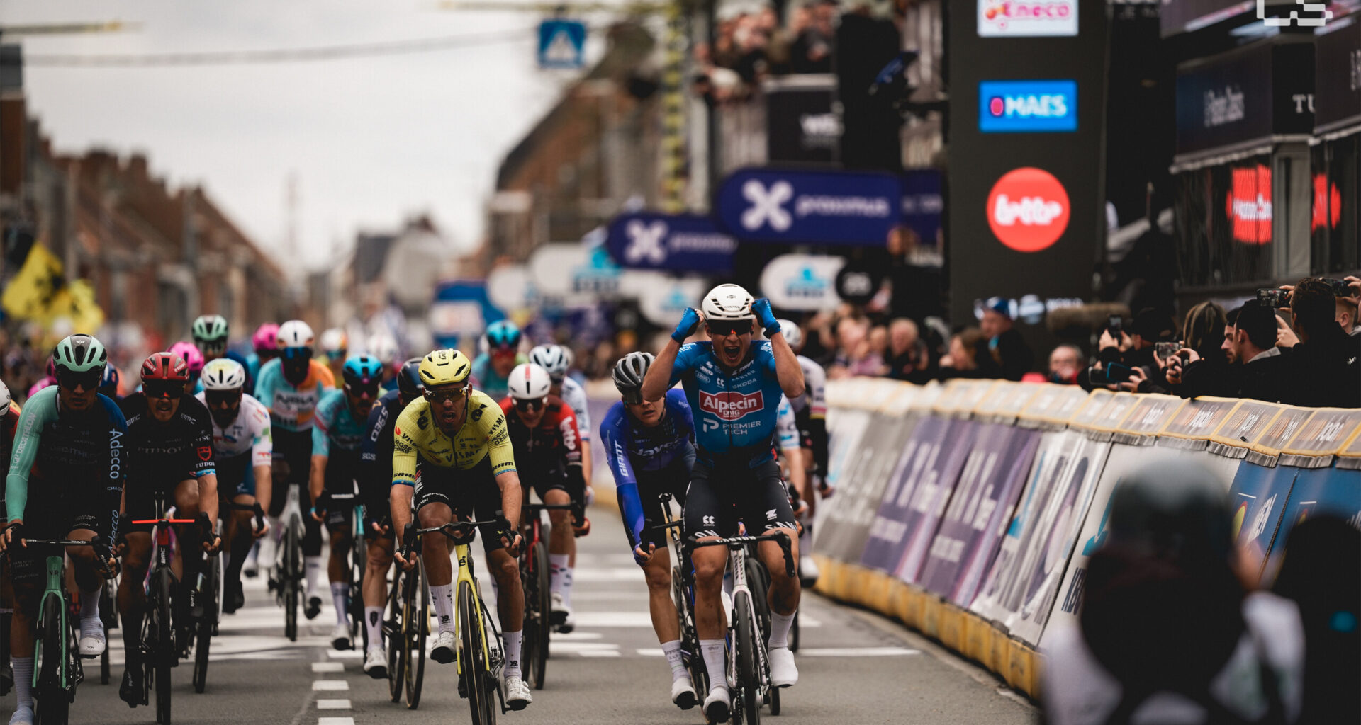 Jasper Philipsen (Alpecin-Premier Tech) wins the 2026 In Flanders Fields (Middlekerke-Wevelgem). Photo courtesy of Flanders Classics.