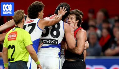 Kangaroos' Tristan Xerri suspended for three matches after rubbing blood on Essendon captain's face