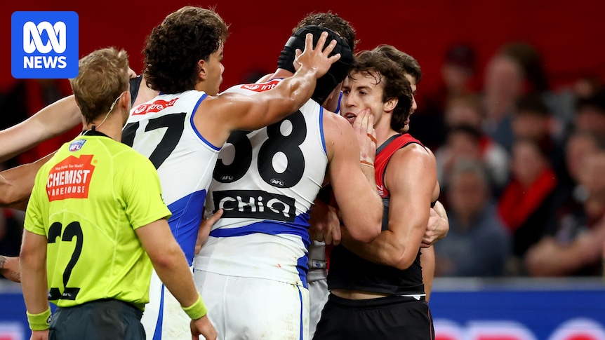 Kangaroos' Tristan Xerri suspended for three matches after rubbing blood on Essendon captain's face