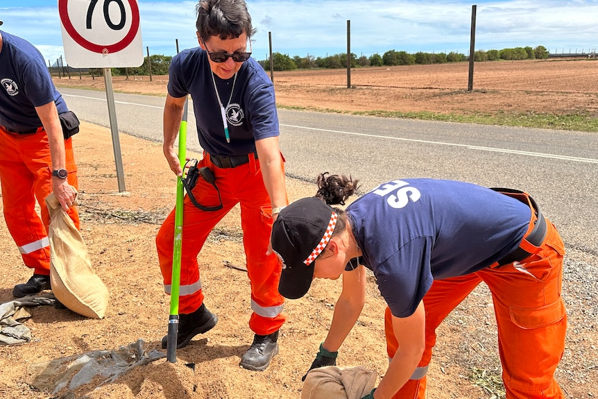SES volunteers are sandbagging to prepare for flood waters.