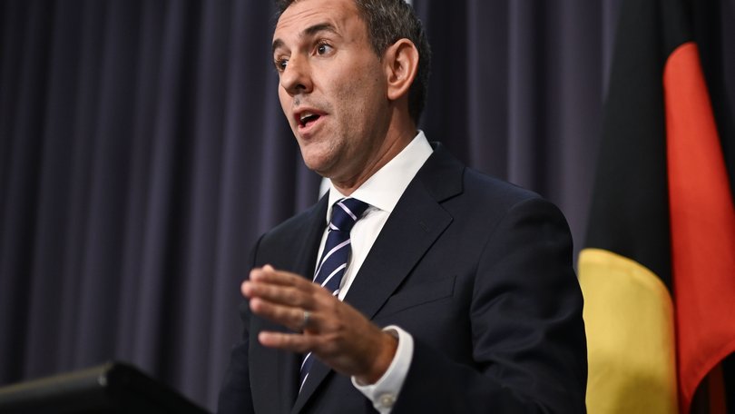 Treasurer Jim Chalmers at a press conference in Parliament House on Wednesday.