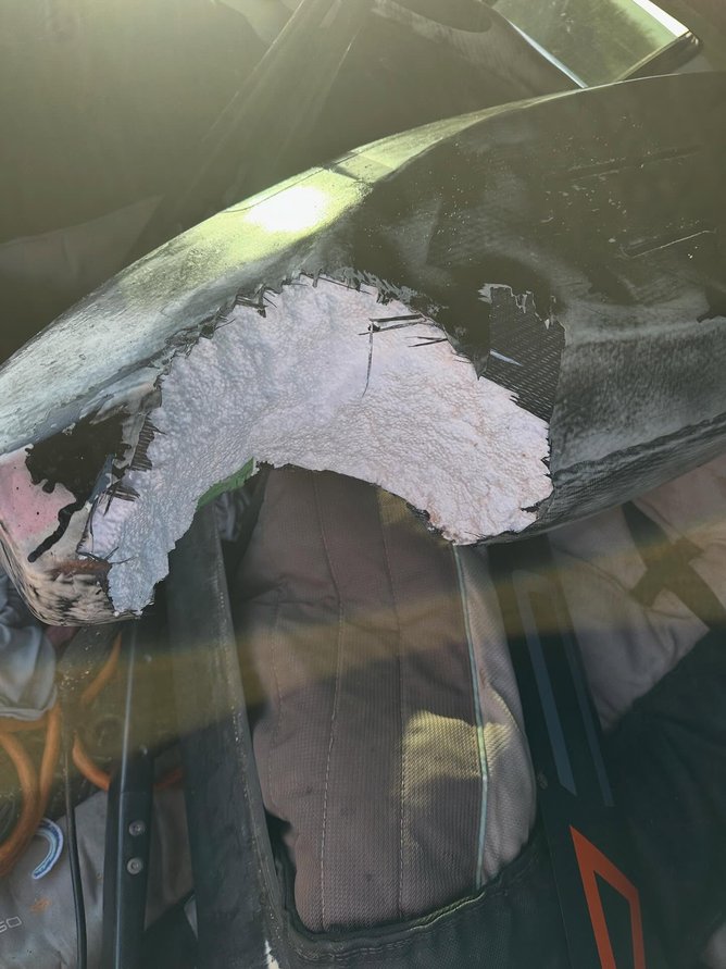 The aftermath of David Daniell’s shark encounter.