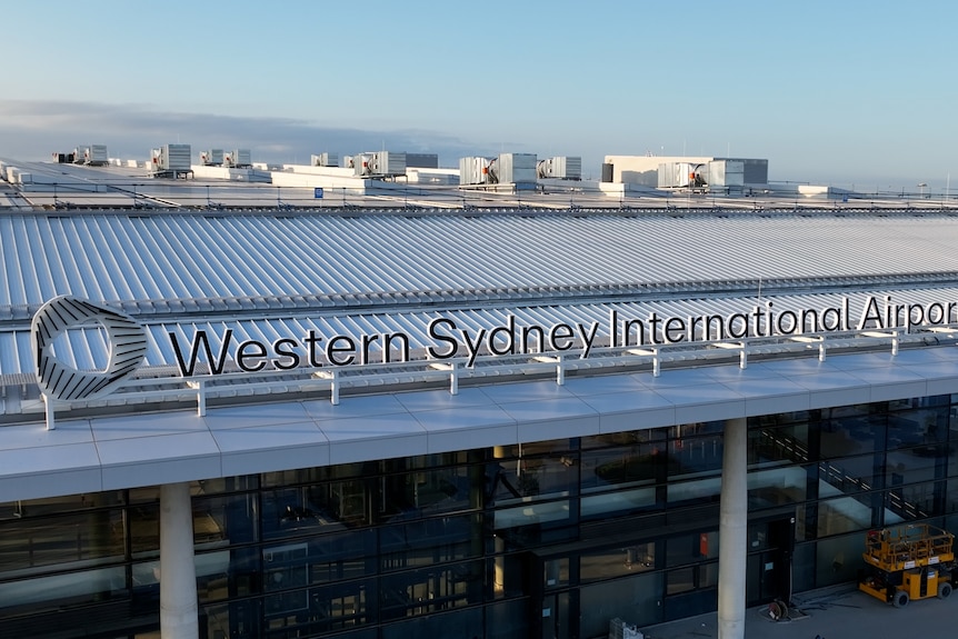An aerial view of the new Western Sydney Airport taken by a drone.