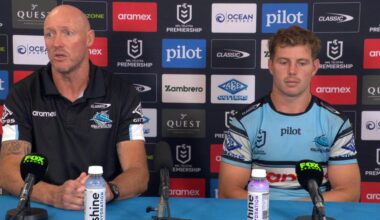 Sharks press conference, Craig Fitzgibbon, Blayke Brailey on report for a trip, what happened, Dolphins defeat Sharks, news