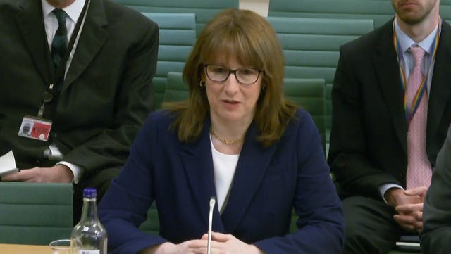 Screengrab of Rachel Reeves appearing before the Treasury Committee