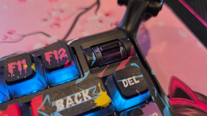 Audio control shown on the top right of the keyboard.