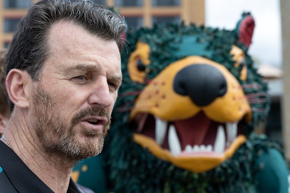 Brendon Gale with a Tassie Devil.