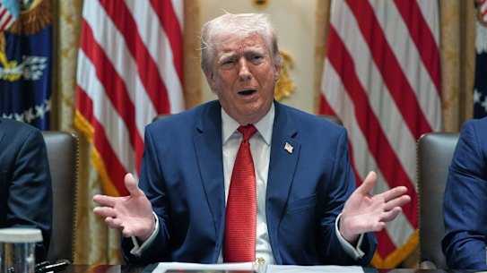 US President Donald Trump holds a cabinet meeting at the White House on Thursday, Washington time.