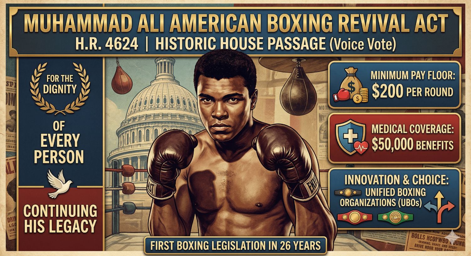 House Passes Historic Muhammad Ali American Boxing Revival Act to Overhaul Fighter Safety & Pay