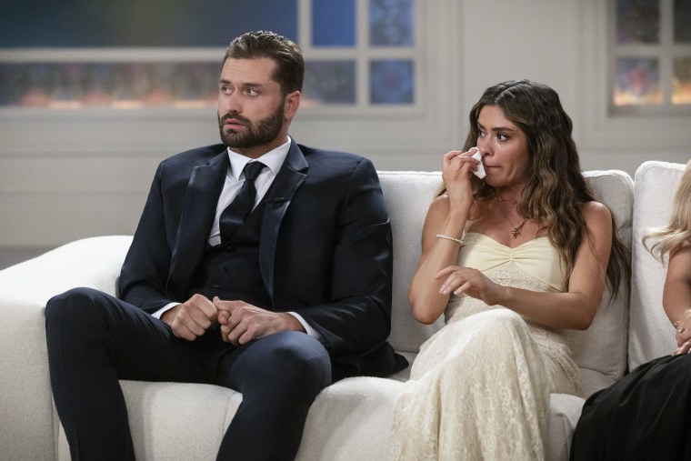Dakota Mortensen, Taylor Frankie Paul on "The Secret Lives Of Mormon Wives Reunion Special" on Hulu.
