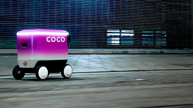 A food delivery robot designed by Coco Robotics
