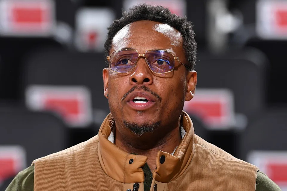 Paul Pierce talks to the media before the game between the Boston Celtics and the LA Clippers on January 22, 2025 at Intuit Dome in Los Angeles, California.Credit: Juan Ocampo/NBAE via Getty
