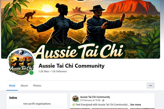 A screenshot of a Facebook group, with the title 'Aussie Tai Chi Community'
