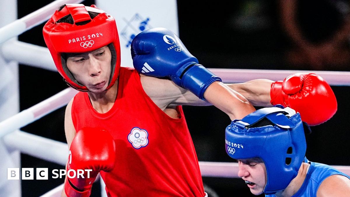 Taiwanese boxer Lin Yu-ting fighting in the women's welterweight final at the 2024 Olympic Games in Paris