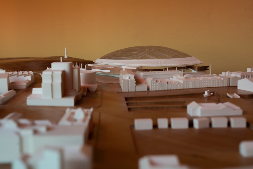 Hobart Stadium 3D model displayed at Macquarie Point