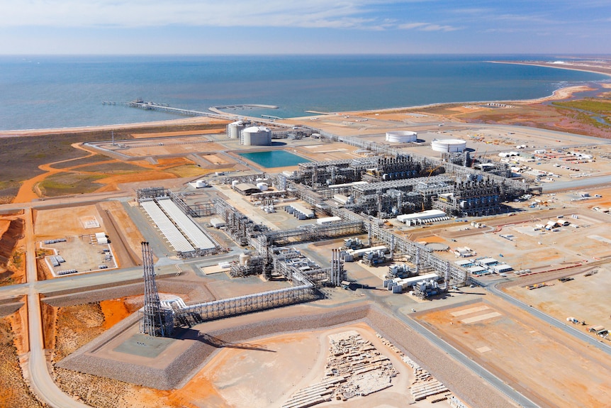 An aerial photo of the Wheatstone gas plant.