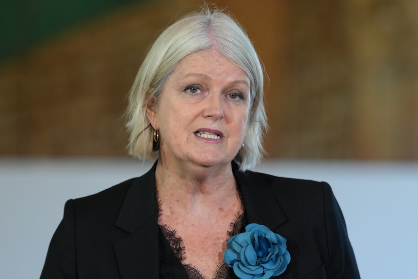 A close up of Cassandra Goldie in parliament house. 