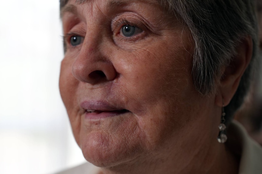 A close-up of a woman's face.