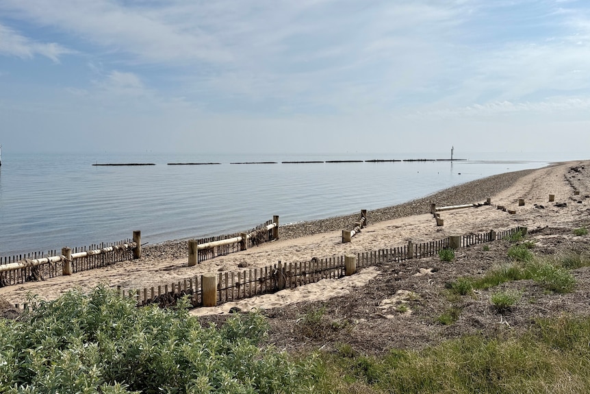 Fences among sand dunes.