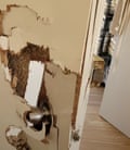 A badly damaged door
