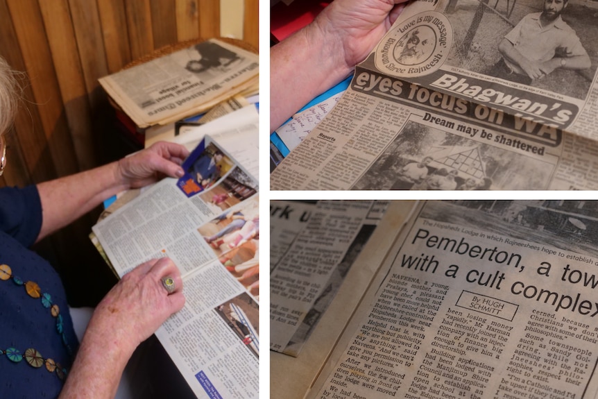 newspaper clippings about the Rajneesh movement coming to Pemberton