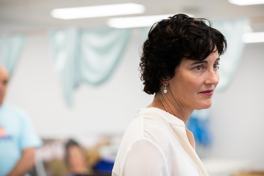 Kate Chaney looking at something off camera.