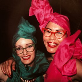 The pair after the Flamingo Follies fashion parade in 1976. 