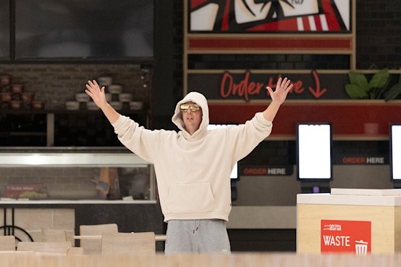 An offender surrenders following a machete brawl.